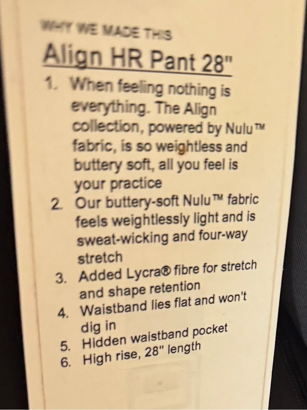Lululemon Align HR Pant 28" Black - Size 4 - Nulu Fabric EUC - Picture 5 of 5